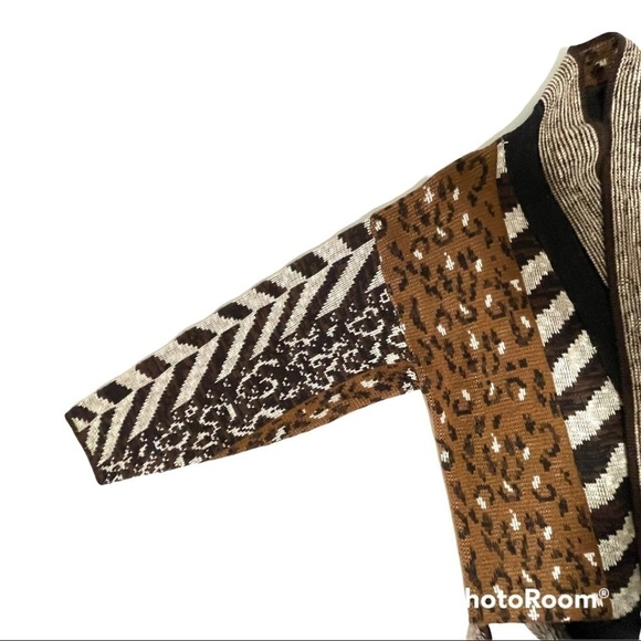 Vintage Colter Bay Mixed Pattern Longline Open Front Cardigan Sweater Large XL - Picture 16 of 16